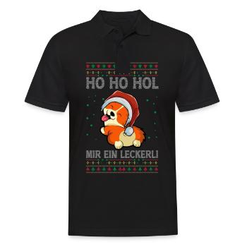 Corgi Weihnachten - Männer Poloshirt - Schwarz - Vorne - Kai (181cm)