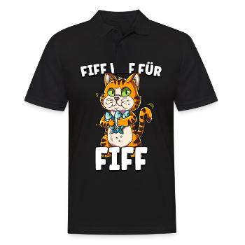Katze Fisch - Männer Poloshirt - Schwarz - Vorne - Kai (181cm)