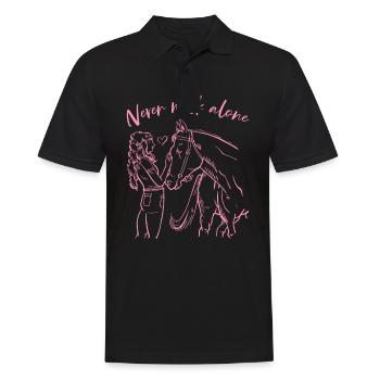 Never Walk Alone Pferde - Männer Poloshirt - Schwarz - Vorne - Kai (181cm)