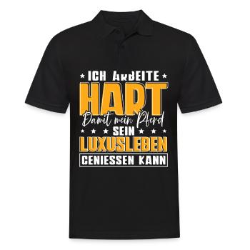 Ich Arbeite Hart Damit Mein Pferd - Männer Poloshirt - Schwarz - Vorne - Kai (181cm)