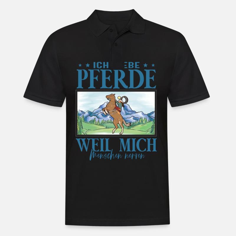 Ich liebe Pferde - Männer Poloshirt - Schwarz