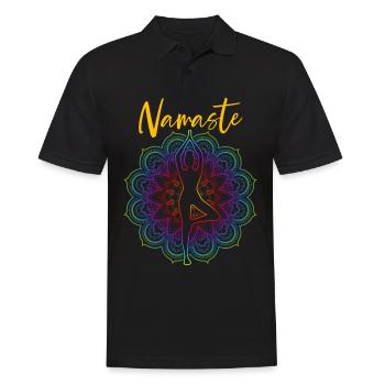 Yoga Namaste - Männer Poloshirt - Schwarz - Vorne - Kai (181cm)