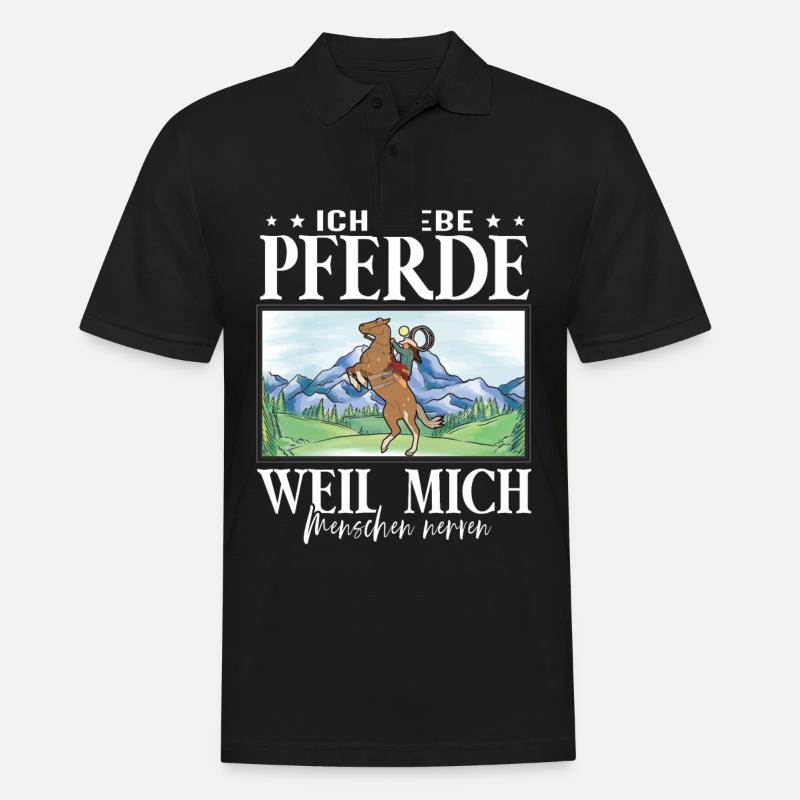 Ich liebe Pferde - Männer Poloshirt - Schwarz