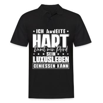 Ich Arbeite Hart Damit Mein Pferd - Männer Poloshirt - Schwarz - Vorne - Kai (181cm)