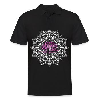 Yoga Mandala - Männer Poloshirt - Schwarz - Vorne - Kai (181cm)