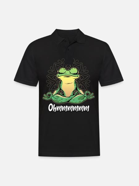 Yoga Frosch - Männer Poloshirt - Schwarz