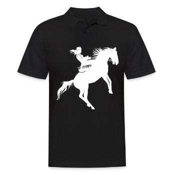 Pferde - Männer Poloshirt - Schwarz - Vorne - Kai (181cm)