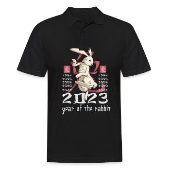 Personnage de lapin chinois Nouvel An 2023 - Polo Homme - noir - Devant - Kai (181cm)