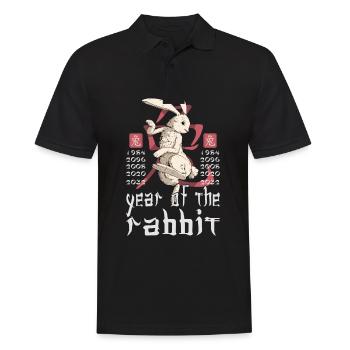 Chinese Rabbit Character New Year 2023 - Men's Polo Shirt - black - Front - Kai (181cm)