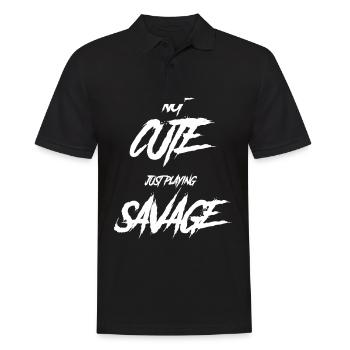 Grufti Sagt Lustig, Nicht Niedlich. Spielt - Männer Poloshirt - Schwarz - Vorne - Kai (181cm)