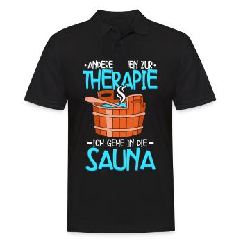 Sauna - Männer Poloshirt - Schwarz - Vorne - Kai (181cm)