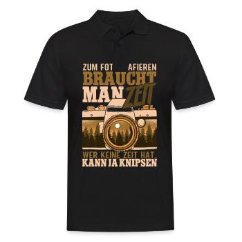 Zum Fotografieren braucht man Zeit Fotografen - Männer Poloshirt - Schwarz - Vorne - Kai (181cm)