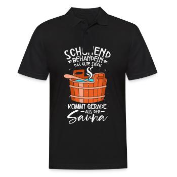 Sauna - Männer Poloshirt - Schwarz - Vorne - Kai (181cm)