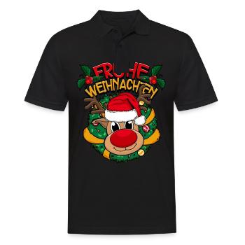 Frohe Weihnachten - Männer Poloshirt - Schwarz - Vorne - Kai (181cm)