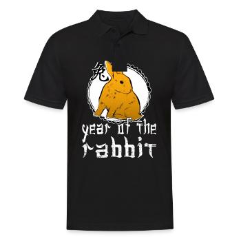 Chinesisches Hase Schriftzeichen Neujahr 2023 - Männer Poloshirt - Schwarz - Vorne - Kai (181cm)