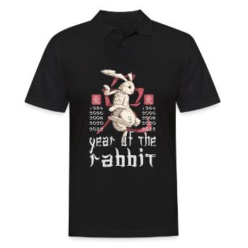 Personnage de lapin chinois Nouvel An 2023 - Polo Homme - noir - Devant - Kai (181cm)