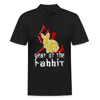 Chinese Rabbit Character New Year 2023 - Men's Polo Shirt - black - Front - Kai (181cm)