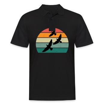 vögel fliegen gleiten luft feder federn flug vogel - Männer Poloshirt - Schwarz - Vorne - Kai (181cm)