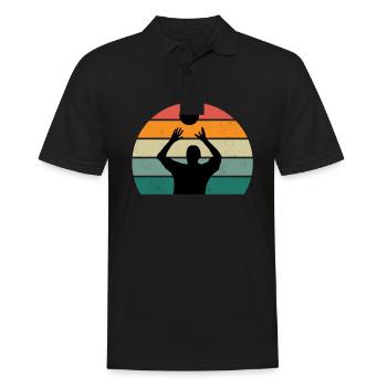 Volleyball Player Schmetterball Volley Volleyball - Men's Polo Shirt - black - Front - Kai (181cm)