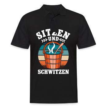Sauna - Männer Poloshirt - Schwarz - Vorne - Kai (181cm)