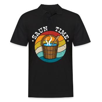 Sauna - Männer Poloshirt - Schwarz - Vorne - Kai (181cm)