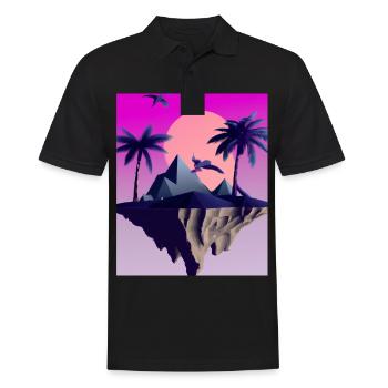 Vaporwave Aesthetic Flying Island - Men's Polo Shirt - black - Front - Kai (181cm)
