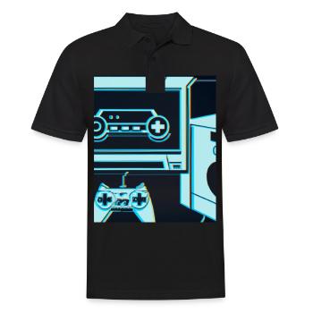 Vaporwave Aesthetic Gaming Console Controller - Men's Polo Shirt - black - Front - Kai (181cm)