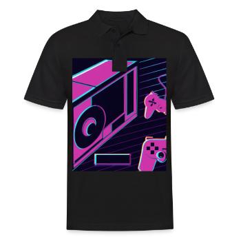 Vaporwave Aesthetic Gaming Konsole Zukunft - Männer Poloshirt - Schwarz - Vorne - Kai (181cm)