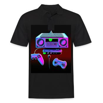 Vaporwave Aesthetic Retro Gaming Konsole - Männer Poloshirt - Schwarz - Vorne - Kai (181cm)