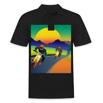 Vaporwave Aesthetic Sunset Mountains - Men's Polo Shirt - black - Front - Kai (181cm)