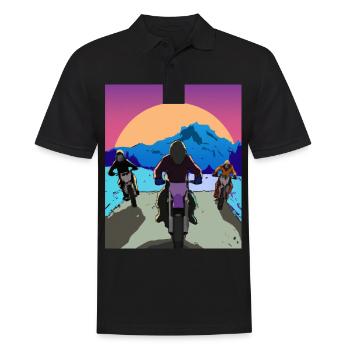 Vaporwave Aesthetic Sunset Mountains - Men's Polo Shirt - black - Front - Kai (181cm)