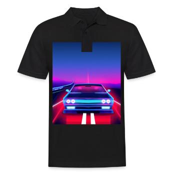 Vaporwave Aesthetic Vintage Highway - Männer Poloshirt - Schwarz - Vorne - Kai (181cm)