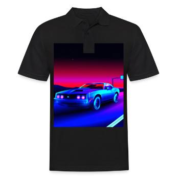 Vaporwave Aesthetic Vintage Highway - Männer Poloshirt - Schwarz - Vorne - Kai (181cm)