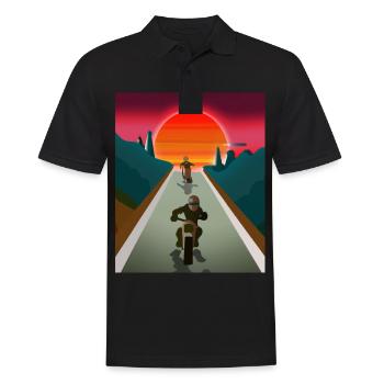 Vaporwave Aesthetic Sonnenuntergang Berge - Männer Poloshirt - Schwarz - Vorne - Kai (181cm)