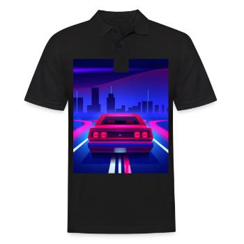 Vaporwave Aesthetic Vintage Highway - Männer Poloshirt - Schwarz - Vorne - Kai (181cm)