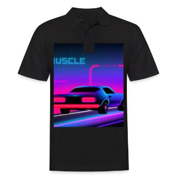Vaporwave Aesthetic Vintage Highway - Männer Poloshirt - Schwarz - Vorne - Kai (181cm)