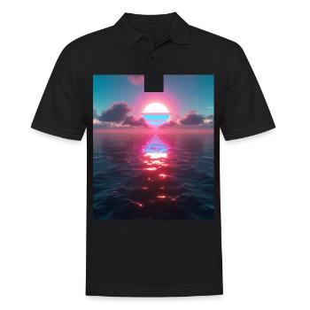 Vaporwave Aesthetic Sunset Sea - Men's Polo Shirt - black - Front - Kai (181cm)