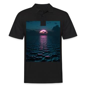 Vaporwave Aesthetic Sunset Sea - Men's Polo Shirt - black - Front - Kai (181cm)