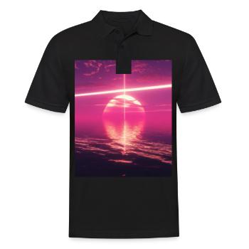Vaporwave Aesthetic Sunset Sea - Men's Polo Shirt - black - Front - Kai (181cm)