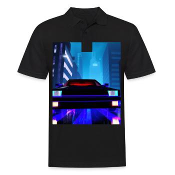 Vaporwave Aesthetic Auto Night Skyscraper - Men's Polo Shirt - black - Front - Kai (181cm)