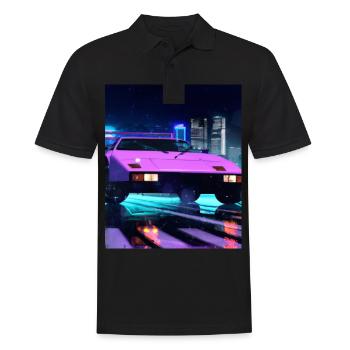 Vaporwave Aesthetic Sports Car Rain Night - Polo Homme - noir - Devant - Kai (181cm)