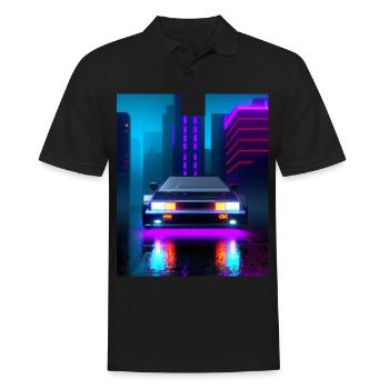 Vaporwave Aesthetic Sports Car Rain Skyscrapers - Men's Polo Shirt - black - Front - Kai (181cm)