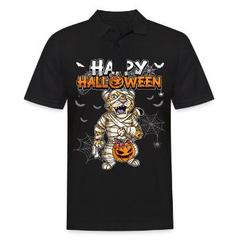 Halloween Leopard Mumie - Männer Poloshirt - Schwarz - Vorne - Kai (181cm)