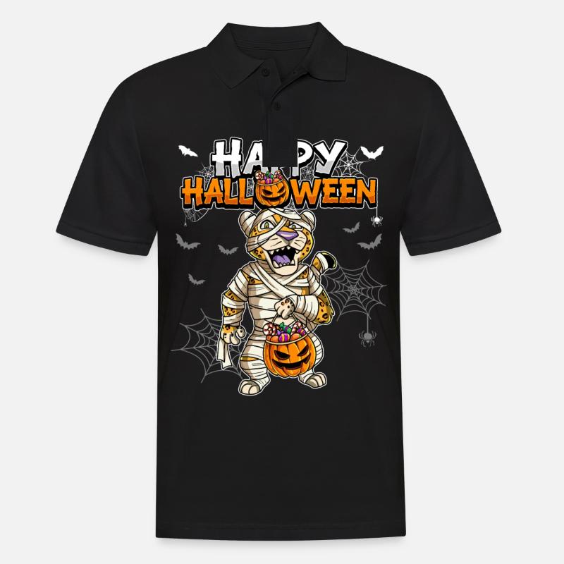 Halloween Leopard Mumie - Männer Poloshirt - Schwarz