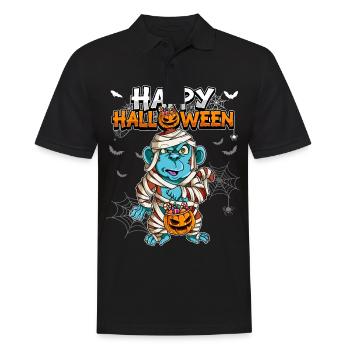 Halloween Affe Mumie - Männer Poloshirt - Schwarz - Vorne - Kai (181cm)