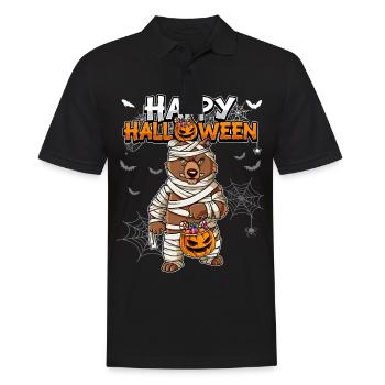 Halloween Bär Mumie - Männer Poloshirt - Schwarz - Vorne - Kai (181cm)