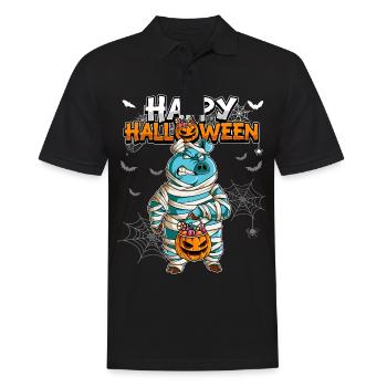 Halloween Schwein Mumie - Männer Poloshirt - Schwarz - Vorne - Kai (181cm)