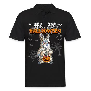 Halloween Hase Mumie - Männer Poloshirt - Schwarz - Vorne - Kai (181cm)