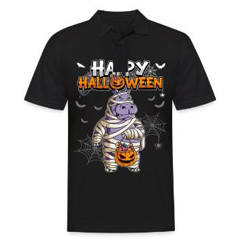 Halloween Nilpferd Mumie - Männer Poloshirt - Schwarz - Vorne - Kai (181cm)