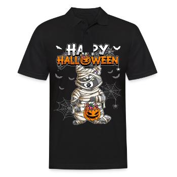 Halloween Waschbär Mumie - Männer Poloshirt - Schwarz - Vorne - Kai (181cm)